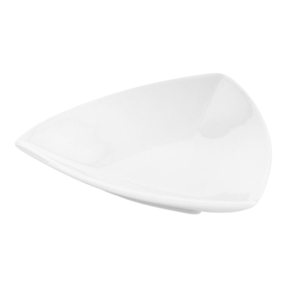 Restaurantware Porcelain Appetizer Dishes Pack of 10 White Triangle Mini Plates 4.1 Inch, Chip-Resistant Small Geometric Serving Dishes Dishwasher Friendly for Desserts, Cakes, Pastries