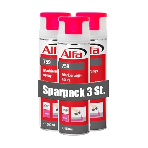 3x Markierungsspray Forstspray – Leuchtrot, 500 Ml, Acryl-Aerosol, Wetterbeständig, Schnelltrocknend