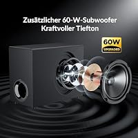 Yinet-EU Soundbar mit Subwoofer für TV Geräte, 2-in-1 abnehmbare Sound bar, 120W, kräftiger Bass, 3 Modi, kompatibel mit Bluetooth 5.3/ARC/Opt/AUX für TV, PC, Gaming, Beamer 1 Pcs (Schwarz) – Ansicht 5