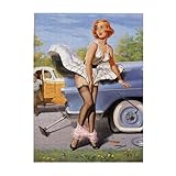 Aikeory Vintage Pin up Girl Art Poster,Sexy Girl Wall Art,Dining Room Wall Decor Ideas,Vintage Garage Metal Sign for Man Cave Bar Garage,Jigsaw Puzzle 500 Puzzle Pieces,Puzzle Enthusiasts