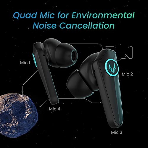 Image of TAGG Rogue 500GT Gaming True Wireless in Ear Earbuds | 42ms Ultra Low Latency | 9 Pulse Lighting Modes, 4 Mics ENC | Type-C Fast Charge | in-Built Gaming Mode & BassX Mode | Black