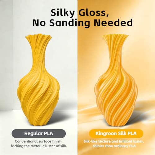 Image of Kingroon Silk PLA 3D Printer Filament, Dimensional Accuracy + /- 0.03 mm, 1 kg Spool(2.2lbs), PLA Shiny Filament 1.75 mm (Gold)