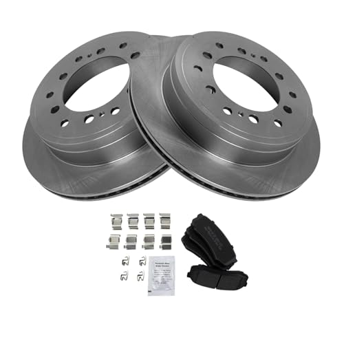 Image of TRQ Rear Brake Pad and Rotor Set Semi Metallic Rotors | For 2010-2022 Lexus GX460 Toyota 4Runner 2010-2014 FJ Cruiser