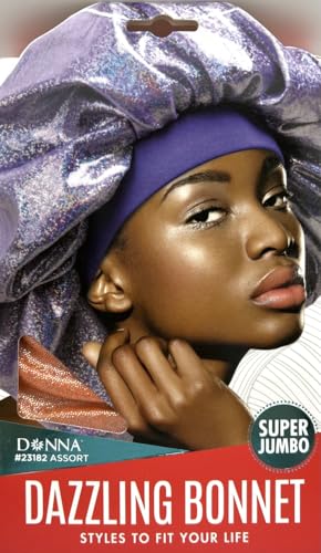 DONNA Dazzling Bonnet – Super Jumbo Satin Sleep Cap for Women with Natural, Braided & Curly Hair – Shiny Yellow Color Bonnet with Wide Band for Nighttime Hair Protection