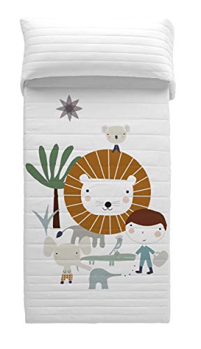 HACIENDO EL INDIO Colcha bouti Reversible Jungla niño Cama 90 cm