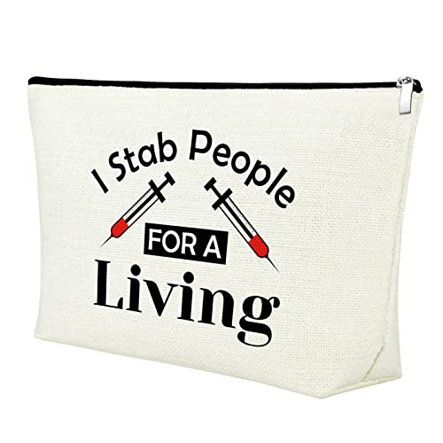 Funny Phlebotomist Gift for Women Makeup Bag Phlebotomy Appreciation Gift Cosmetic Bag Thank You Gift for Medical Technologist Dialysis Technician Practitioner Graduation Gift Travel Toiletry Pouch