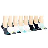 Saucony Women's No Show Invisible Liner Socks, Blue Assorted (8 Pairs), Shoe Size: 5-10