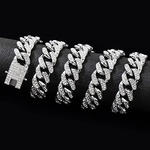 HUITIAN Women Mens Cuban Link Chain Gold Silver Bling Miami Cuban Necklace Diamond Chain for Men Iced-Out Hip Hop Jewelry4