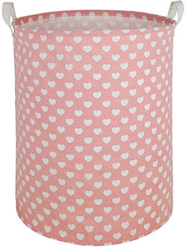 Image of MAIZMZ Large Waterproof Storage Bin Lightweight Organizer Basket for Laundry Hamper,Toy Bins,Gift Baskets,Dirty Clothes, College Dorms, Kids Bedroom,Bathroom(pink heart)