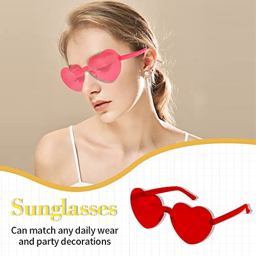 Heart Shaped Sunglasses, 3 Pack, Rimless, Retro, Yellow, Love Theme4