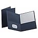 Oxford 021861 Oxford Embossed Leatherine 2 Pockets Heavy Duty Pocket Portfolio - 100 Sheets44; 8.5 x 11 in. - Dark Blue44; Pack 25