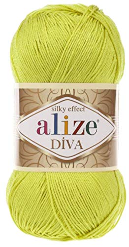 Image of Alize Diva Silk Effect 100% Microfiber Acrylic Yarn 1 Ball skeins 100gr 383yds Color (109 - Lime)