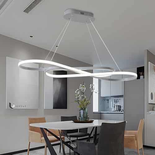 Zeistry Luminaire avec télécommande, lustre noir à intensité variable pour salle à manger, suspension contemporaine en aluminium 45 W réglable en hauteur