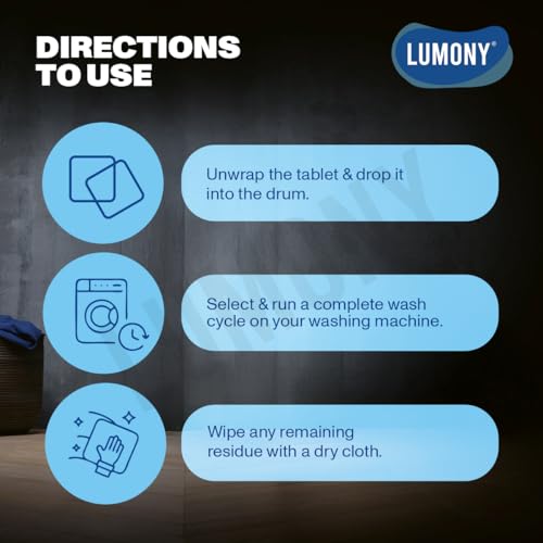 Image of LUMONY | Washing Machine Cleaner & Descaler Tablets | 10 Tablets | Removes Powerfully Dissolves Soap & Limescale Bulid-Up | Used for Front Load & Top Load | Protects Clothes from Residue Damage
