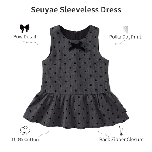 Toddler Girl Crewneck Sleeveless Princess Dress Polka Dot Peplum Hem Dresses2