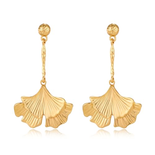 Gold/Silver Ginkgo Leaf Dangle Earrings for Women Statement Earrings Boho Plant Leaf Earrings Fashion Jewelry