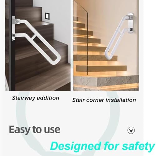 Wandstützgriff Klappbar,WC Safe Haltegriff,Handlauf Geländer für Toilette,Außentreppen,Veranden,Haltegriff Toilette Klappbar, für Behinderte,Senioren(Size:65cm)