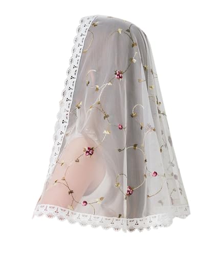 D Shaped Veil for Girl Baptism First Communion Veils for Girls Lace Chapel Veil Rose Embroidered Veil K2