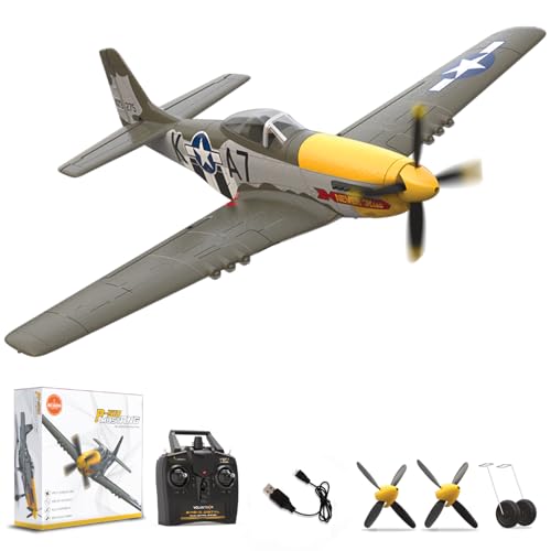LEAMBE Brushless 4 Channel RC Plane P51D Mustang 500mm Remote Control Airplane Fighter RTF with 6-Axis Gyro, 3 Modes & Aerobatics, 2.4GHz Radio Controlled Aircraft for Beginners & Adults