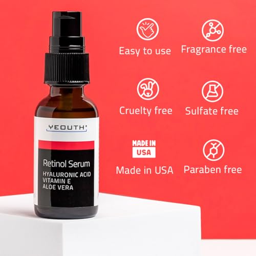 YEOUTH Retinol Serum for Face with Hyaluronic Acid & Vitamin E, Hydrating Anti-Aging Facial Serum, Smoothing Night Skincare for Face 1oz image 2