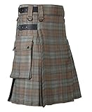 Best Modern Acrylic Wool Leather Straps Utility Kilt (Black Watch Weathered, 46'')