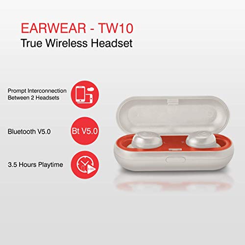 Image of iBall EarWear TW10 in-Ear Bluetooth Wireless Headphones with Protective Charging Case - Pearl White