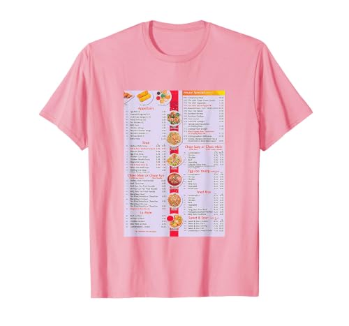 Chinese Food Menu T-Shirt, Men, Pink, 3X-Large