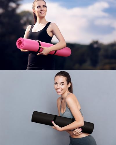 Image of Woanger Yoga Mats (72x24) 3 /8 Inch Thick Exercise Yoga Mat for Home Workout with Strap Non Slip Pilates Gym Supplies for Women Men