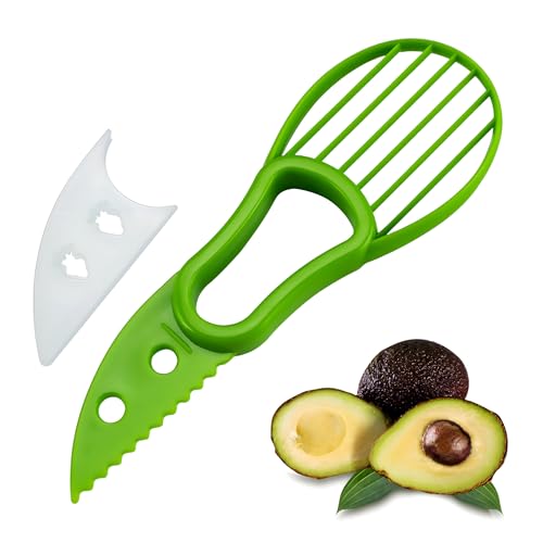 SoKalChw Avocado Slicer Tool 3 in 1, Avocado Pit Remover Kitchen Gadgets, Avocado Corer Tool, Fruit & Avocado Peeler Tools, Green