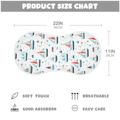 4Pcs Sailboat Burp Cloth,Unisex Large Absorbent Soft Cotton Muslin Burping Cloths for Newborn Boys Girls,11x22in,A1130674