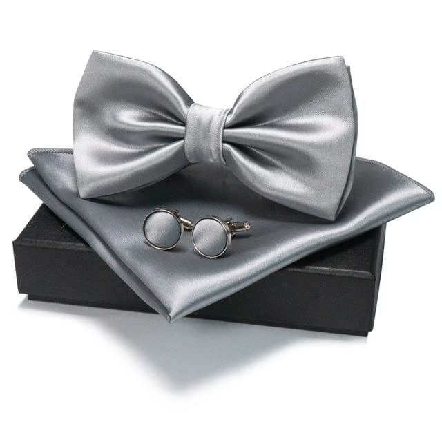 Set de corbatas de moño para hombre con gemelos y pañuelo miniatura 3