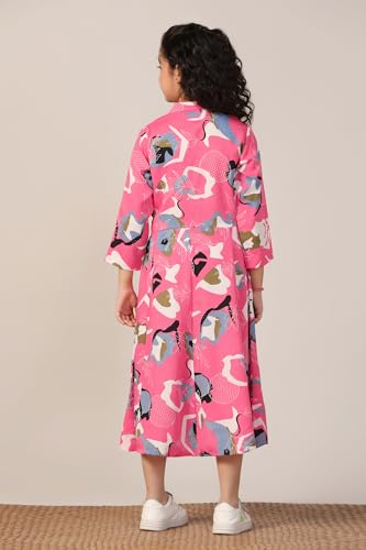 Image of Fashion Dream Girls Calf Length Abstract Printed Dress|Western Midi Dresses|Long Frock for Kids