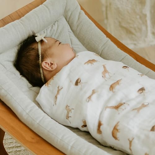 Image of Little Unicorn 100% Certified Natural Organic Cotton Muslin Swaddle Blanket 2 Pack | Giftable Set of 2 swaddles (Animal Crackers)