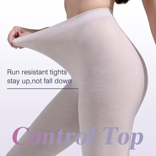 Image of TOCONFFON Women's Winter Leggings Warm Opaque Tights, Vertical Stripe Texture Stretchy Warm Tights 140D /200D