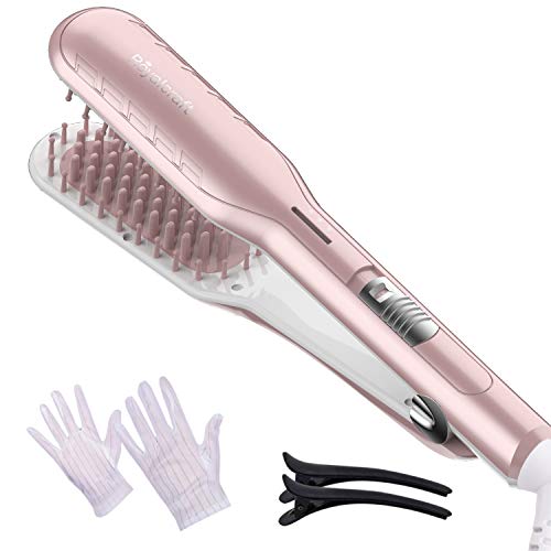 Hair Straightener Brush - Hair Straightening Brush for Women,30s Fast Ceramic Heating Electric Hair Straightener,Anti Scald,Auto-Off ,3 Temp Settings