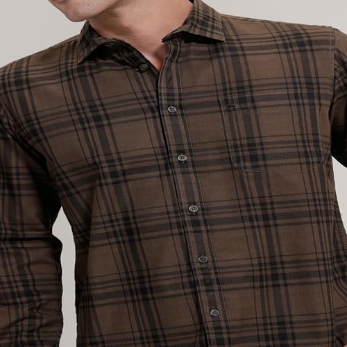 Image of BASICS 100% Cotton Checked Shirt for Men | Slim Fit | Everyday Smart Casual Wear | Full Sleeve