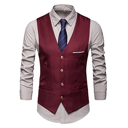 ANNA GARDEN Colete de terno masculino moda jovem negócios casual colete formal masculino (preto, M)