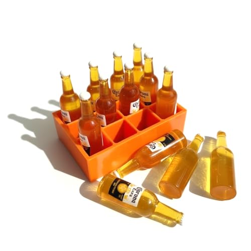 Bouteilles de bière miniatures avec plateau orange pour accessoire vitrine magasin