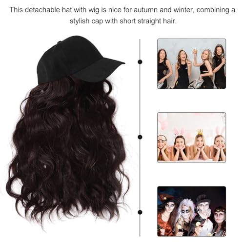 Postiche à chapeau haut de gamme avec casquette noire et magnifiques cheveux bouclés marron - 7