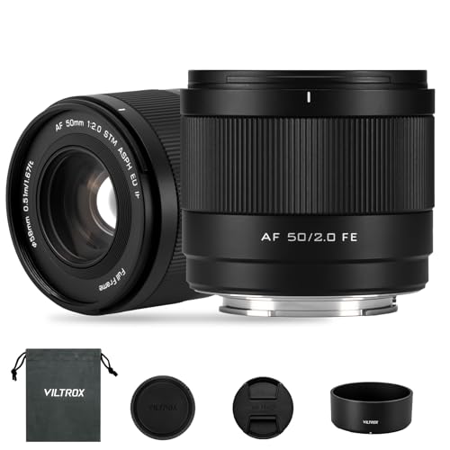 VILTROX 50mm F2.0 Full Frame Prime Lens for Sony E-Mount | Fast AF, Large Aperture, Ultra-Compact | Standard Portrait Lens for A7RV, A7IV, A7CII, ZV-E1, A7RIV, A6600 Mirrorless Cameras