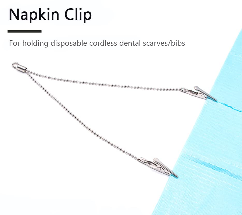 Clip Per Tovagliolo Con Catenella - Bavaglino Per Adulti E Bambini, Gancio Regolabile In Metallo, 2 Pezzi - Foto 5