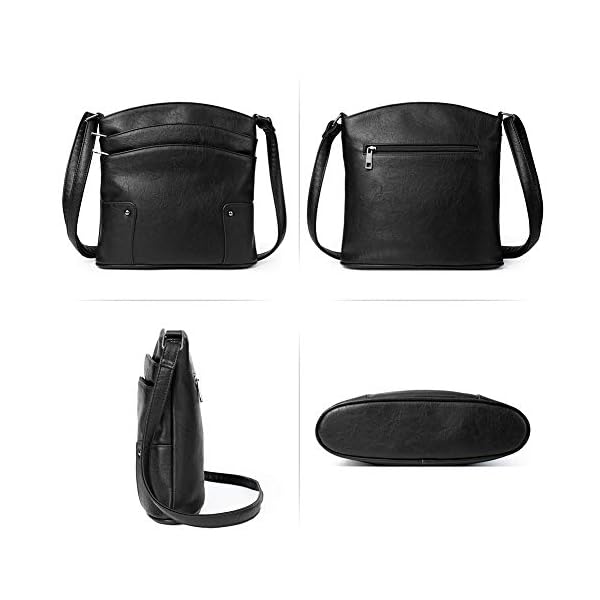 CLUCI Crossbody Bags for Women Small Leather Purse Travel Ladies Designer Triple Pockets Vintage Handbags Shoulder Bags Black - Image 7