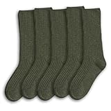 Flerivva Women Crew Dress Socks Cotton Olive Green Slouch Sock for Dressy Shoes 5 Pack