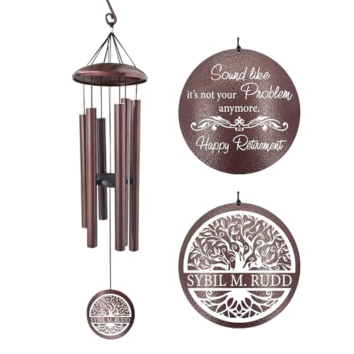Image of ASTARIN Custom Retirement 36 inch Wind Chimes for Women Man 2024, Happy Retirement Gift Going Away Farewell Gifts for Teacher Coworkers Mom Dad Nurse Boss, Personalized Wind Chime Retiree Gift Ideas