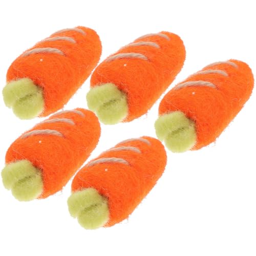Alipis Broche de Zanahoria de Lana, Adorno de Zanahoria de Fieltro, Naranja, 5 Piezas, Hecho a Mano, para DIY y Hacer Broches, 2,5x5,5cm