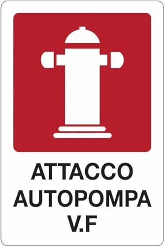 Attacco autopompa V.F. - CARTELLO SEGNALETICO ISO 7010 in Adesivo Resistente, Pannello in Forex o Pannello In Alluminio (ADESIVO 10X15 CM)