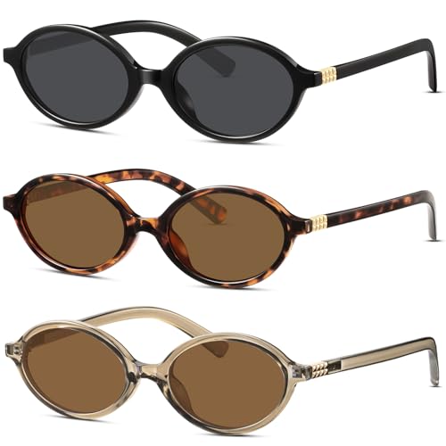 KUGUAOK Retro Oval Sunglasses for Women Trendy Small Frame 90s Sun Glasses UV Protection Y2k Fashion Shades