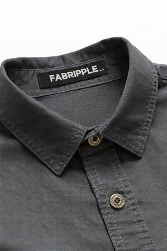 Image of FABRIPPLE Men's Cargo Jacket Shirt | 100% Cotton | 6 Pocket Utility Overshirt | Casual & Outdoor Wear | Breathable & Lightweight Fabric
