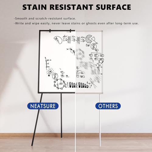 Image of Large Whiteboard Easel with Stand, 36 inch x 24 inch Portable Standing Magnetic Dry Erase White Board, 3' x 2' Tripod Height Adjustable Flip Chart Easel for Home Office Classroom School, Black