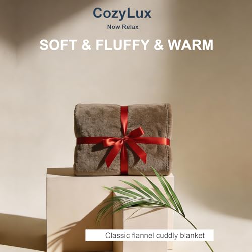 CozyLux Kuscheldecke Flauschig Decke 220x240 - XXL Flanell Kuscheldecke Groß, Weiche Sofa Decke, Warme Fleecedecke Wohndecke für 4 Jahreszeiten, Leicht Sofa Überwurf, Blanket 220x240 cm, Braun